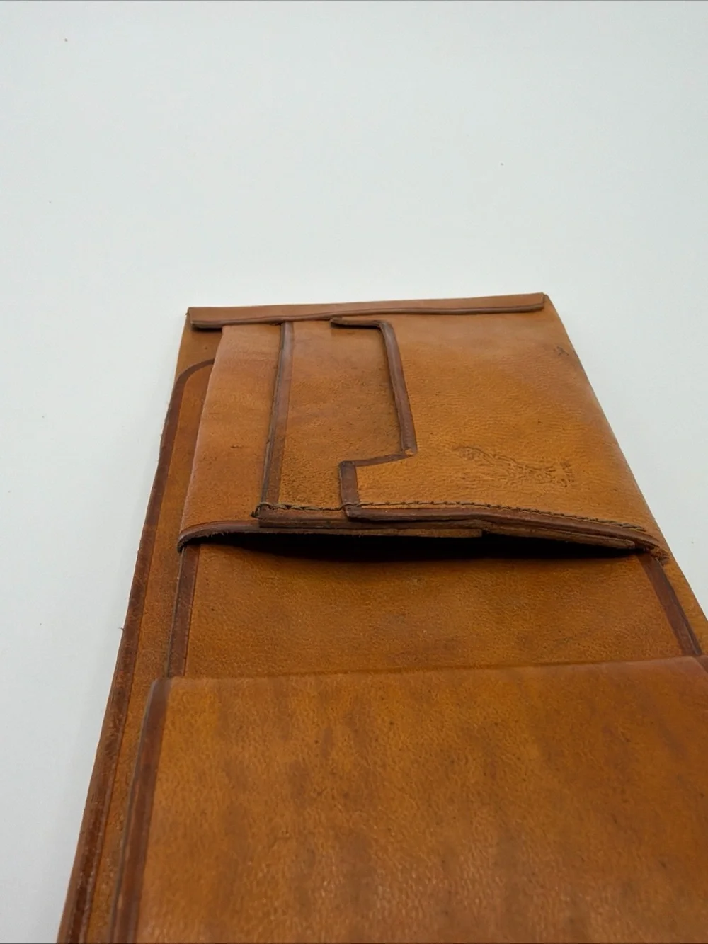 1970s Mexican Leather Bi-Fold Wallet with Card Slots